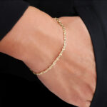 2.5mm Massiv Gold Kaffeebohnen Armband – Bild 2