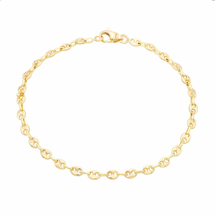 2.5mm Massiv Gold Kaffeebohnen Armband