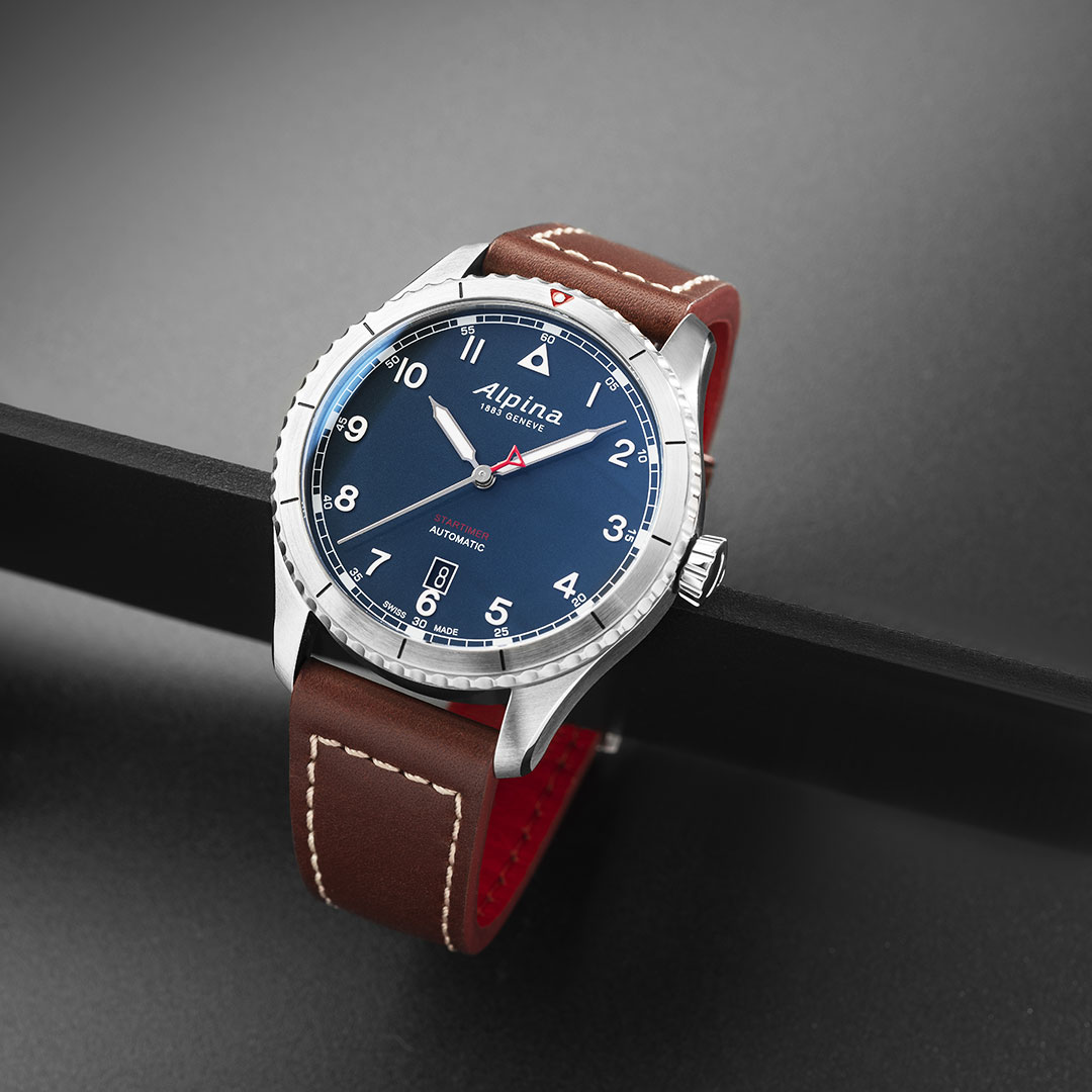 Alpina Startimer Pilot Uhr Leder Blaues Zifferblatt AL-525NW4S26 – Bild 3