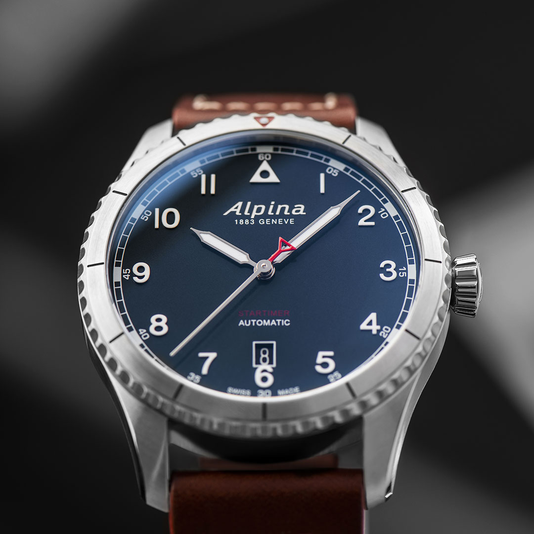Alpina Startimer Pilot Uhr Leder Blaues Zifferblatt AL-525NW4S26 – Bild 4
