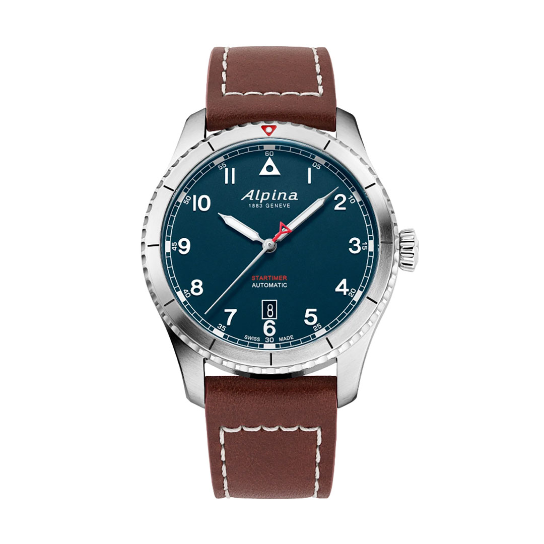 Alpina Startimer Pilot Uhr Leder Blaues Zifferblatt AL-525NW4S26