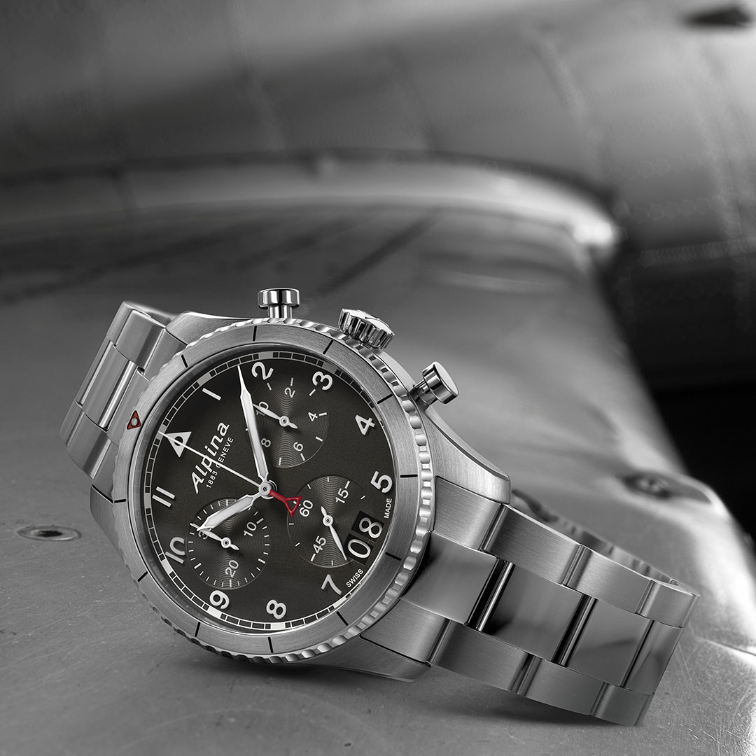 Alpina Pilot Quarz Chronograph Big Date Uhr AL-372BW4S26B – Bild 4