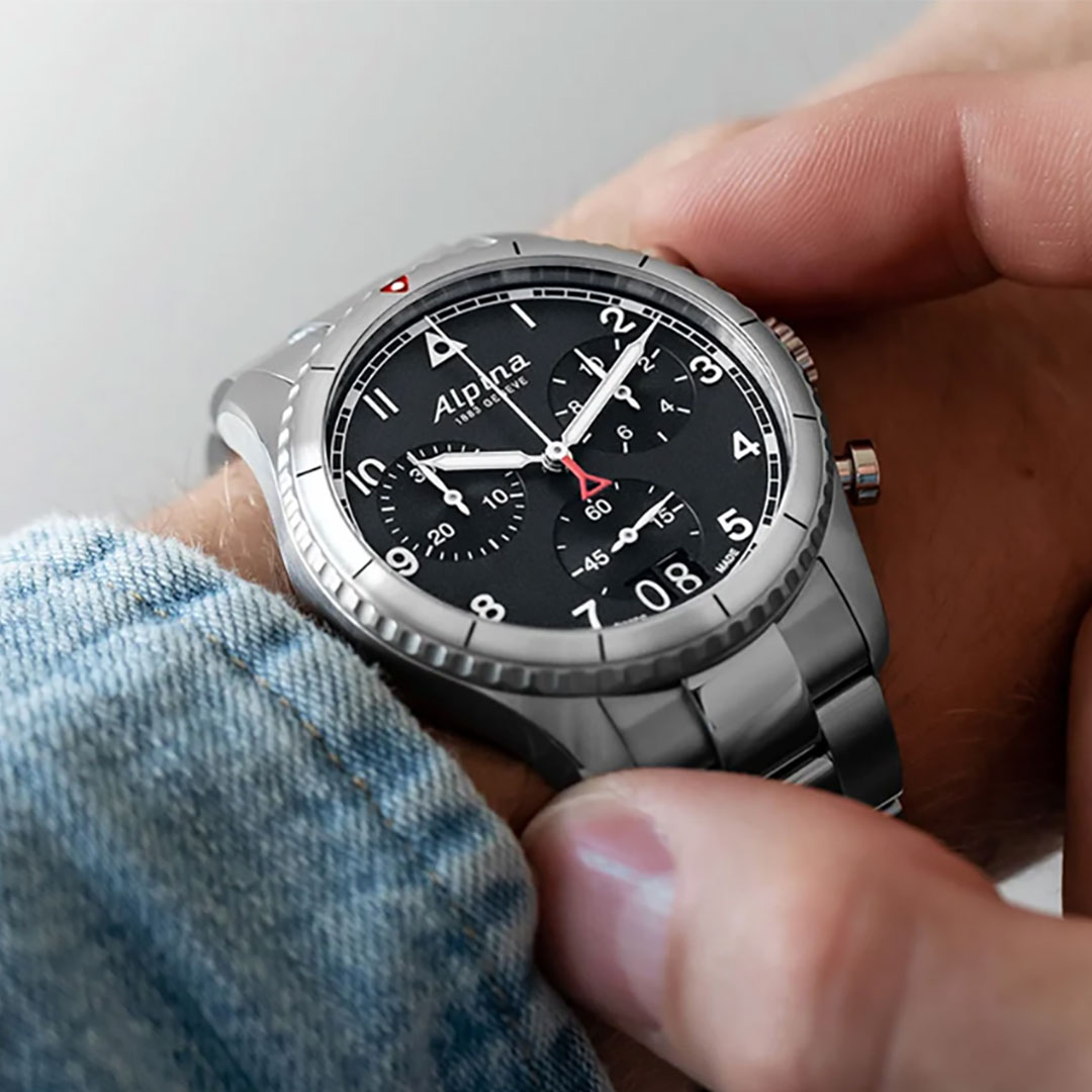 Alpina Pilot Quarz Chronograph Big Date Uhr AL-372BW4S26B – Bild 5